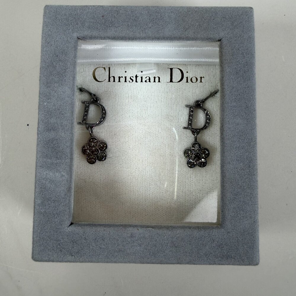Christian Dior logo drop earrings
